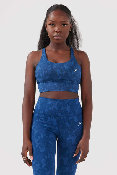 Girl wearing legacy scrunch bum set blue front